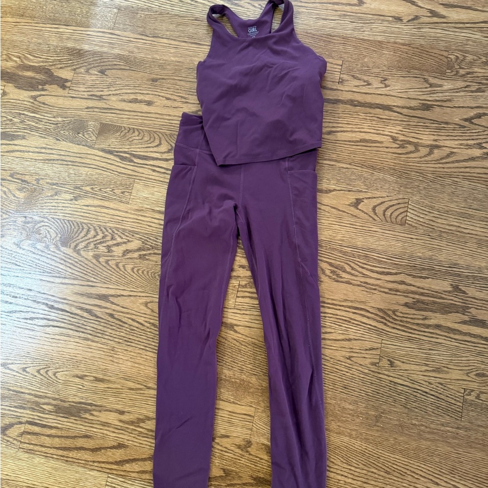 Girls athleta Purple bra top and legging